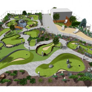 Wizualizacja pola do minigolfa w Adventure Golf Park w Łebie